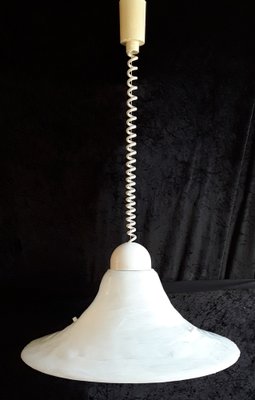 German Height-Adjustable Ceiling Lamp in White Polyester with a Cream-Colored Cable and Canopy from Cristallux, 1970s-HOI-1312096