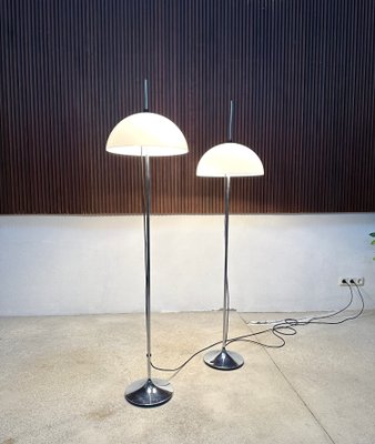 German Height Adjustable Mushroom Floor Lamps with Chromed Tulip Bases, 1960s, Set of 2-JP-1785695