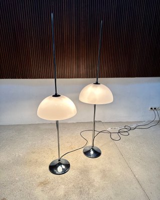 German Height Adjustable Mushroom Floor Lamps with Chromed Tulip Bases, 1960s, Set of 2-JP-1785695