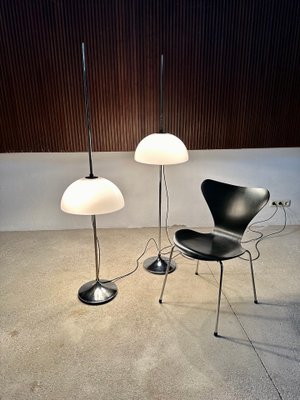 German Height Adjustable Mushroom Floor Lamps with Chromed Tulip Bases, 1960s, Set of 2-JP-1785735