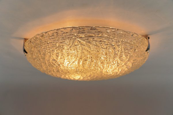 German Ice Glass Flush Mount by Kaiser Leuchten, 1960s-KQB-1747288