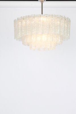 German Ice Glass Tube Chandelier from Doria Leuchten, 1960s-UGR-1093015