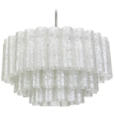 German Ice Glass Tube Chandelier from Doria Leuchten, 1960s-UGR-1093015