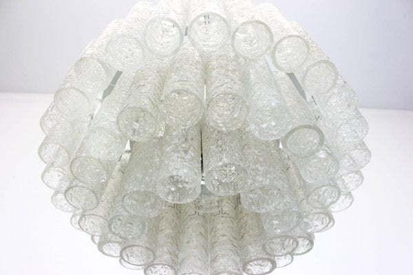 German Ice Glass Tube Chandelier from Doria Leuchten, 1960s-UGR-1093015