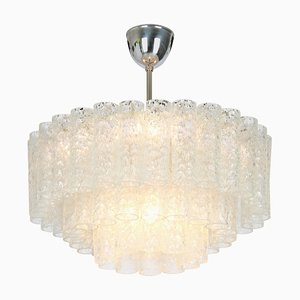 German Ice Glass Tube Chandelier from Doria Leuchten, 1960s-UGR-1093015