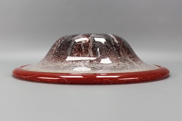 German Ikora Art Glass Bowl in Red, White and Burgundy attributed to WMF, 1930s-KEG-1799922