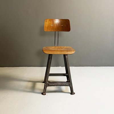 German Industrial Wood & Metal Chair, 1930s-GDD-1333934