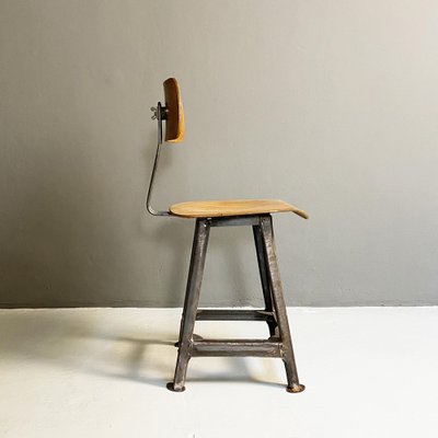 German Industrial Wood & Metal Chair, 1930s-GDD-1333934