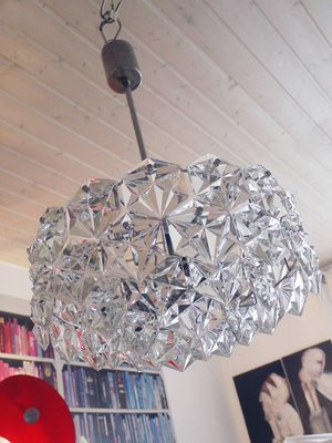 German Kinkeldey Chromed Crystal Chandelier from Kinkeldey, 1960s-DEK-932421