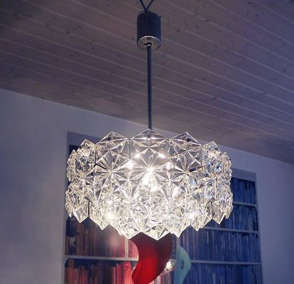 German Kinkeldey Chromed Crystal Chandelier from Kinkeldey, 1960s-DEK-932421