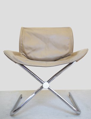 German Leather and Chrome Folding Swivel Chair by Simon Desata for Cor, 1980s-DEK-550100