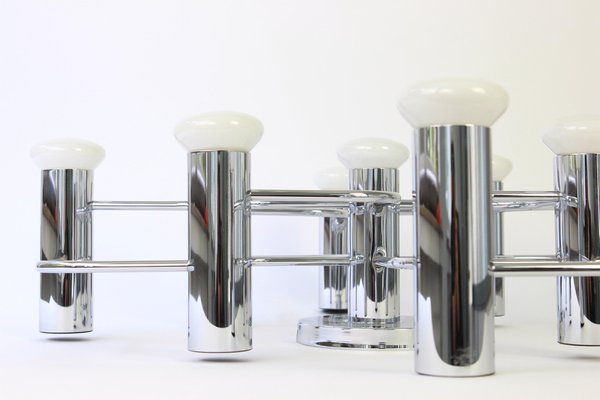 German Leola Chrome Flush Mount Light Fixture by Sciolari, 1970s-UGR-1086176