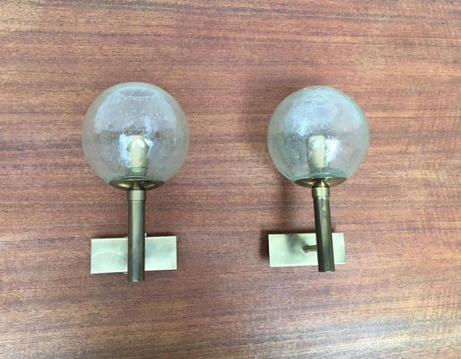 German Mid-Century Brass and Glass Sconces from Doria Leuchten, Set of 2-UAH-853005