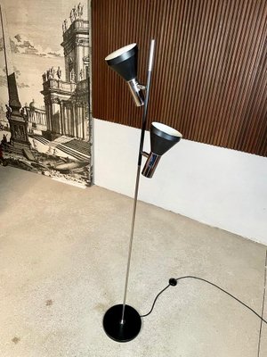 German Minimalist Chromed Floor Lamp with Adjustable Spotlights from Hustadt Leuchten, 1960s-JP-1098459