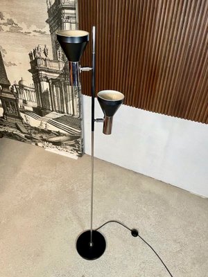 German Minimalist Chromed Floor Lamp with Adjustable Spotlights from Hustadt Leuchten, 1960s-JP-1098459