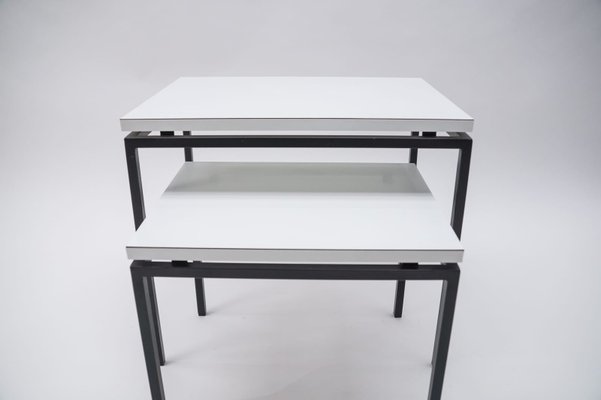 German Minimalist Side Tables on Black Square Frames, 1960s, Set of 2-KQB-1161235