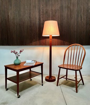 German Minimalist Teak and Brass Serving Trolley, 1960s-JP-801876