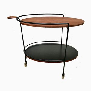 German Minimalist Teak and Steel Wire Serving Trolley from Ilse, 1960s-JP-768797