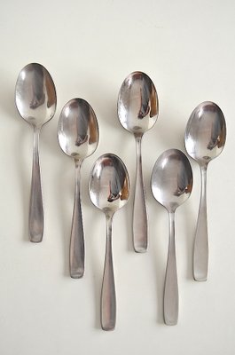 German Model 3800 Soup Spoons by Wilhelm Wagenfeld for WMF, Set of 6-OV-1294683