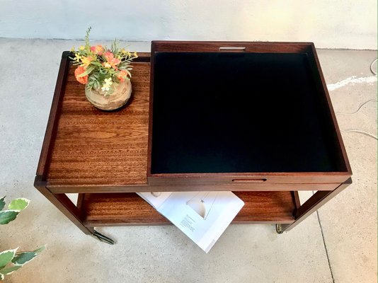 German Modernist Walnut Serving Cart with Removable Trays from Wilhelm Renz, 1960s-JP-970428