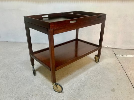 German Modernist Walnut Serving Cart with Removable Trays from Wilhelm Renz, 1960s-JP-970428