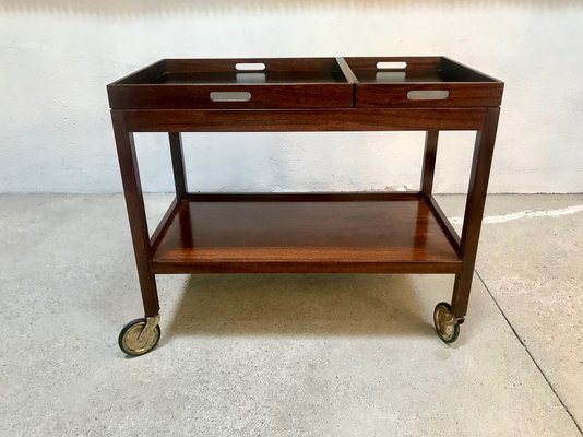 German Modernist Walnut Serving Cart with Removable Trays from Wilhelm Renz, 1960s-JP-970428