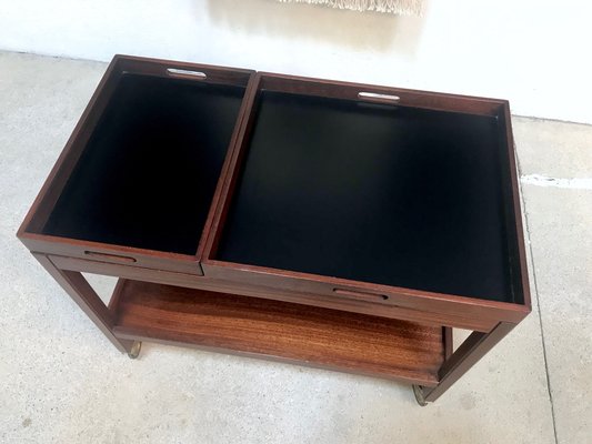 German Modernist Walnut Serving Cart with Removable Trays from Wilhelm Renz, 1960s-JP-970428