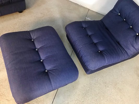 German Modular Lounge Chairs and Ottoman Set, 1960s, Set of 3-JP-706698