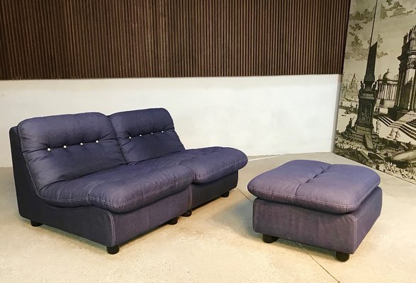 German Modular Lounge Chairs and Ottoman Set, 1960s, Set of 3-JP-706698