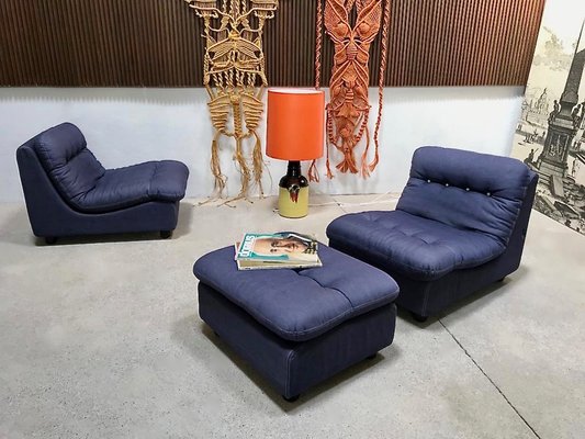 German Modular Lounge Chairs and Ottoman Set, 1960s, Set of 3-JP-706698