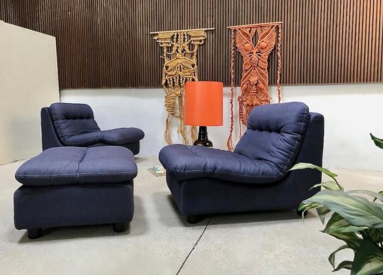 German Modular Lounge Chairs and Ottoman Set, 1960s, Set of 3-JP-706698