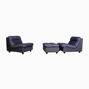 German Modular Lounge Chairs and Ottoman Set, 1960s, Set of 3-JP-706698