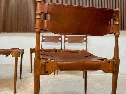 German Montreal Leather Stacking Dining Chairs by Frei Otto, 1967, Set of 4-JP-1075622