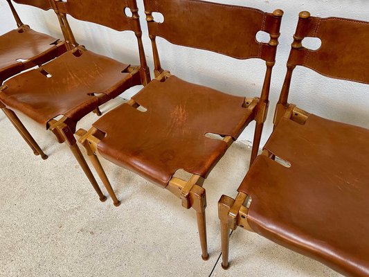 German Montreal Leather Stacking Dining Chairs by Frei Otto, 1967, Set of 4-JP-1075622