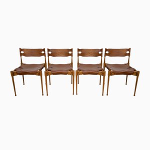 German Montreal Leather Stacking Dining Chairs by Frei Otto, 1967, Set of 4-JP-1075622