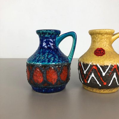 German Multi-Color 215-17 Fat Lava Op Art Pottery Vases from Bay Ceramics, Set of 2-QZ-1077045