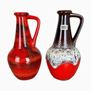 German Multi-Color Fat Lava Op Art Pottery Vase from BAY Ceramics, 1970s, Set of 2-QZ-1257937