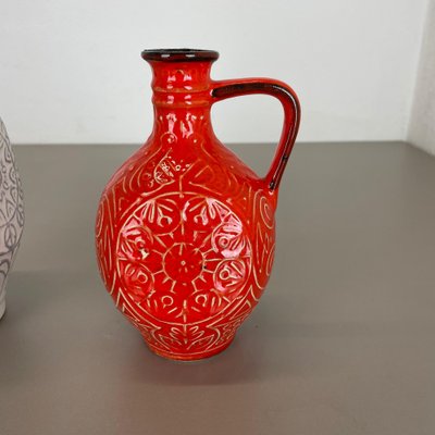 German Multi-Color Fat Lava Op Art Pottery Vase from BAY Ceramics, Set of 2-QZ-1257931