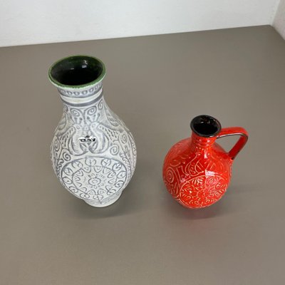 German Multi-Color Fat Lava Op Art Pottery Vase from BAY Ceramics, Set of 2-QZ-1257931