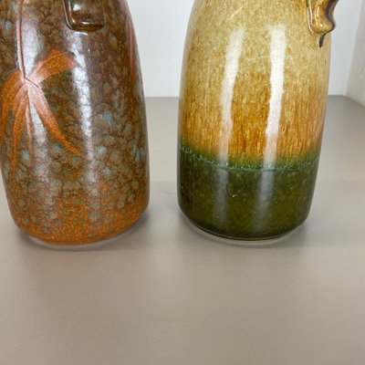 German Multi-Color Pottery Fat Lava Vases from Scheurich, 1970s, Set of 2-QZ-1169016