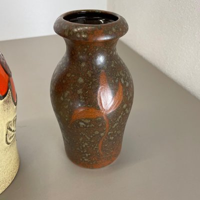 German Multi-Color Pottery Fat Lava Vases from Scheurich, 1970s, Set of 2-QZ-1169015