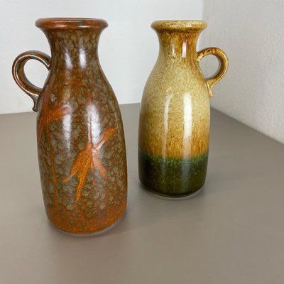 German Multi-Color Pottery Fat Lava Vases from Scheurich, 1970s, Set of 2-QZ-1169016