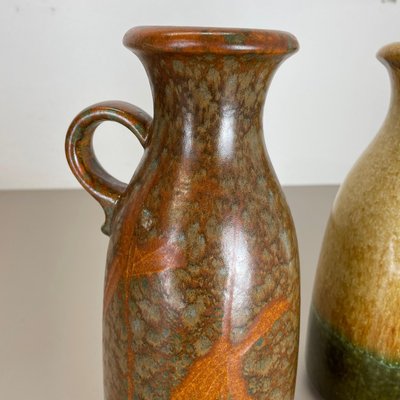 German Multi-Color Pottery Fat Lava Vases from Scheurich, 1970s, Set of 2-QZ-1169016