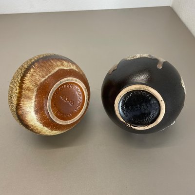 German Multi-Color Pottery Fat Lava Vases from Scheurich, 1970s, Set of 2-QZ-1169012