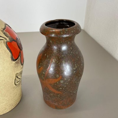 German Multi-Color Pottery Fat Lava Vases from Scheurich, 1970s, Set of 2-QZ-1169015