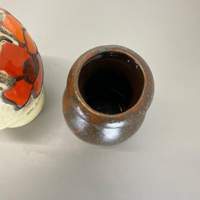 German Multi-Color Pottery Fat Lava Vases from Scheurich, 1970s, Set of 2-QZ-1169015