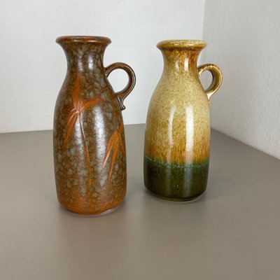 German Multi-Color Pottery Fat Lava Vases from Scheurich, 1970s, Set of 2-QZ-1169016