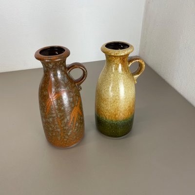 German Multi-Color Pottery Fat Lava Vases from Scheurich, 1970s, Set of 2-QZ-1169016