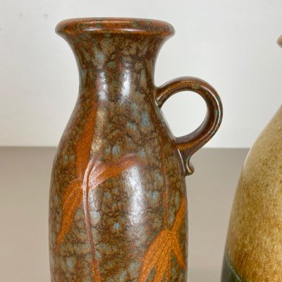 German Multi-Color Pottery Fat Lava Vases from Scheurich, 1970s, Set of 2-QZ-1169016