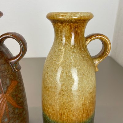 German Multi-Color Pottery Fat Lava Vases from Scheurich, 1970s, Set of 2-QZ-1169016